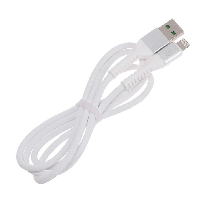 Кабель Smartbuy iK-512FL, Lightning - USB, 2 А, 1 м, TPE оплетка, металл, белый - фото 51456075