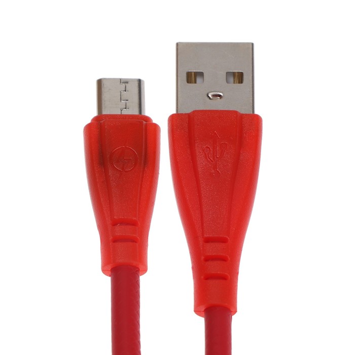 Кабель Smartbuy iK-12RG, microUSB - USB, 2 А, 1 м, резиновая оплетка, красный - фото 51456079