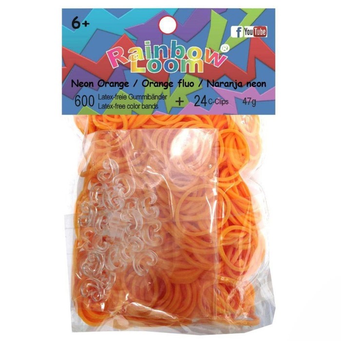 Резиночки для плетения браслетов RAINBOW LOOM Неон, оранжевый - Фото 1