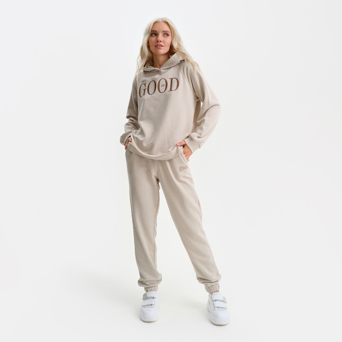 Костюм женский (толстовка, брюки) MIST Good, размер 52-54, бежевый - Фото 1