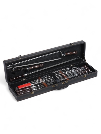 Набор с шампурами подарочный «Пикник» №3, в коробке из эко-кожи