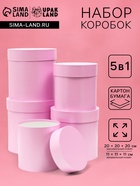Набор шляпных подарочных коробок 5 в 1 «Сирень однотонный»,20×20×20‒11×11×11 см - Фото 1