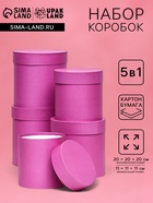 Набор шляпных подарочных коробок 5 в 1 «Фуксия однотонный»,20×20×20‒11×11×11 см - Фото 1