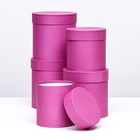 Набор шляпных подарочных коробок 5 в 1 «Фуксия однотонный»,20×20×20‒11×11×11 см - Фото 3