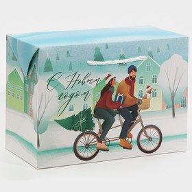 Пакет-коробка «Новый год вместе», 28 × 20 × 13 см