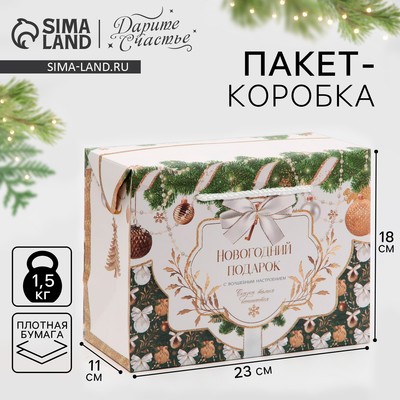 Пакет - коробка подарочный новогодний «Подарок для тебя», 23×18×11 см
