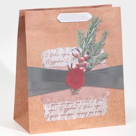 Пакет крафтовый вертикальный «Новогоднее письмо», ML 23 × 27 × 11,5 см