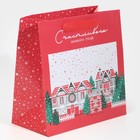 Пакет ламинированный квадратный «Зима в городе», 22 х 22 х 11 см, Новый год - фото 21667721