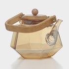 Чайник стеклянный заварочный с бамбуковой крышкой и металлическим фильтром «Октогон», 800 мл, цвет золотой - фото 4356687