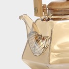 Чайник стеклянный заварочный с бамбуковой крышкой и металлическим фильтром «Октогон», 1,2 л, цвет золотой - Фото 2