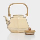 Чайник стеклянный заварочный с бамбуковой крышкой и металлическим фильтром «Октогон», 1,2 л, цвет золотой - Фото 4