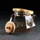 Чайник стеклянный заварочный с бамбуковой крышкой и металлическим фильтром «Октогон», 1,5 л, цвет золотой - Фото 2