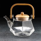 Чайник стеклянный заварочный с бамбуковой крышкой и металлическим фильтром «Октогон», 800 мл - фото 9839356