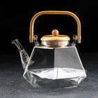 Чайник стеклянный заварочный с бамбуковой крышкой и металлическим фильтром «Октогон», 1,5 л - фото 318952995