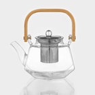 Чайник стеклянный заварочный с металлическим ситом «Октогон», 1,2 л - Фото 1