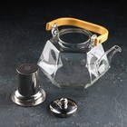 Чайник стеклянный заварочный с бамбуковой крышкой и металлическим ситом «Октогон», 1,2 л - фото 4356707
