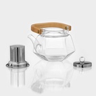 Чайник стеклянный заварочный с металлическим ситом «Октогон», 1,2 л - Фото 2