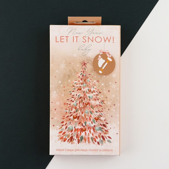 Набор: роликовый массажер и скребок гуаша «Let it snow!», кальцит и серпентин 29586