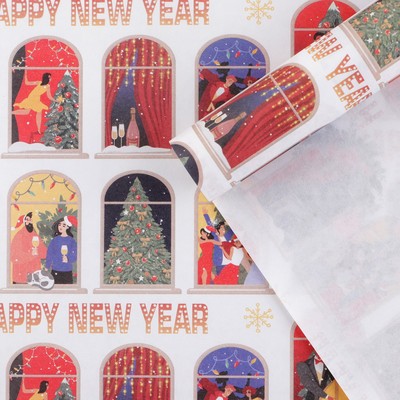 Бумага упаковочная крафтовая «Праздничные хлопоты», 50 х 70 см, Новый год