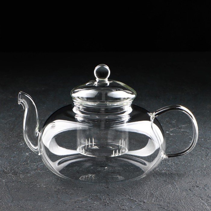 Чайник заварочный со стеклянным ситом, 1,1 л - Фото 1
