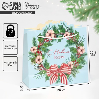 Пакет подарочный новогодний «С Новым годом», 25×26×10 см