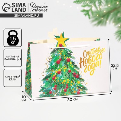 Пакет подарочный новогодний «Счастливого Нового года», 30×23×10 см