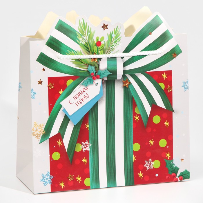 Пакет подарочный «Подарок», 25 × 26 × 10 см - Фото 1
