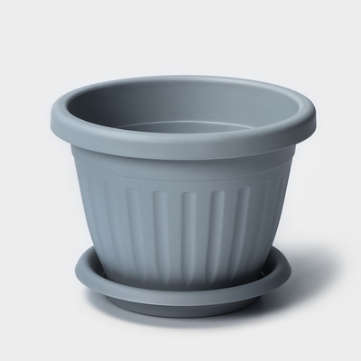 Горшок для цветов с поддоном «Сильвер ЭКО», 1.9 л, d=18 см, светло-серый