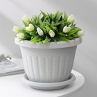 Горшок для цветов с поддоном «Сильвер ЭКО», 2.6 л, d=20 см, пластиковый, светло-серый - Фото 1