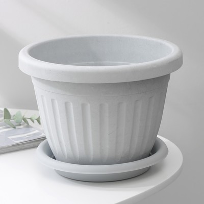 Горшок для цветов с поддоном «Сильвер ЭКО», 4 л, d=23 см, пластиковый, серый