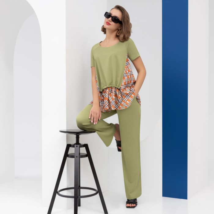 Брючный комплект женский Charutti «Дневник моих путешествий. 2 в 1, оливка», размер 56 55210