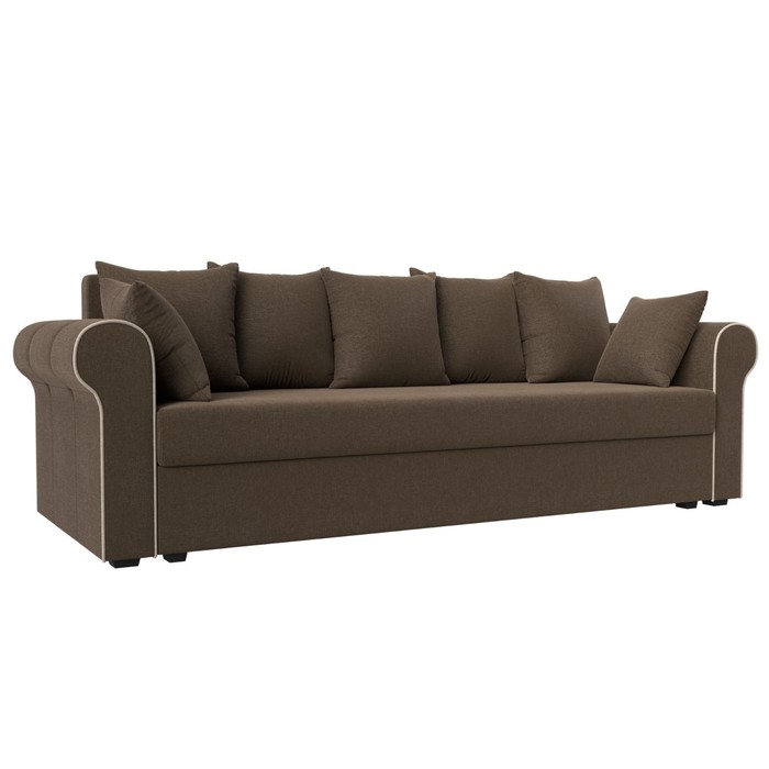 Прямой диван «Рейн», механизм еврокнижка, рогожка, цвет коричневый / кант бежевый