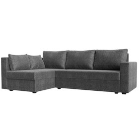 Угловой диван «Мансберг», механизм еврокнижка, угол левый, рогожка, цвет серый