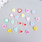 Бусины для творчества PVC "Сердечки с контуром" цветные набор 20 шт 1х1х1 см - фото 17506147