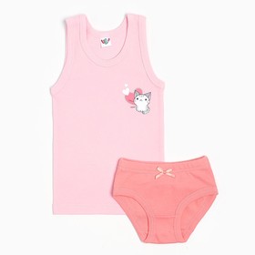 Комплект (майка, трусы) для девочки А.31188, рост 122-128 см, цвет с.розовый/коралловый
