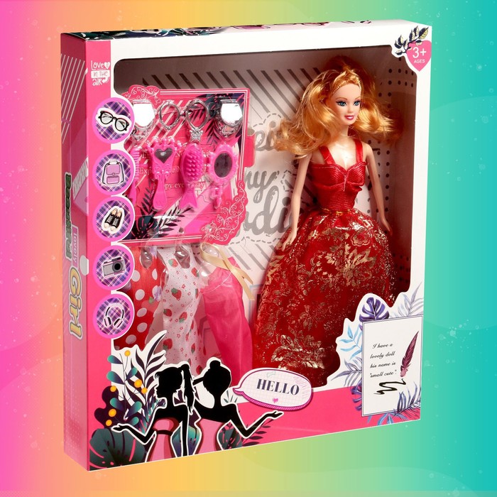 Кукла-модель «Марина» с набором платьев и аксессуарами, МИКС 55219