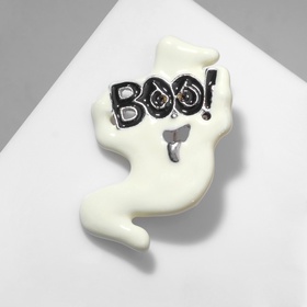 Брошь Boo, привидение, цвет чёрно-белый в серебре 7624577