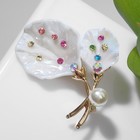 Брошь «Лист» лотоса, цветная в золоте - Фото 1