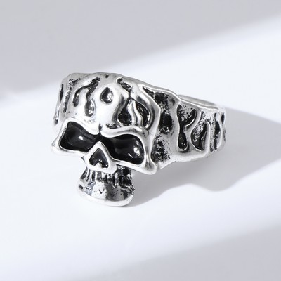 Кольцо "Настроение" череп, цвет серебро, безразмерное