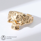 Кольцо «Настроение» череп, цвет золото, безразмерное - фото 321534594