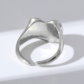 Кольцо «Настроение» пламенное сердце, цвет чёрный в серебре, безразмерное