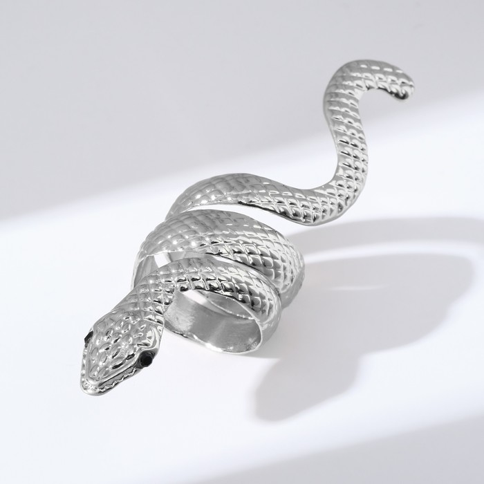 Кольцо «Змея» ребристая, цвет серебро, безразмерное