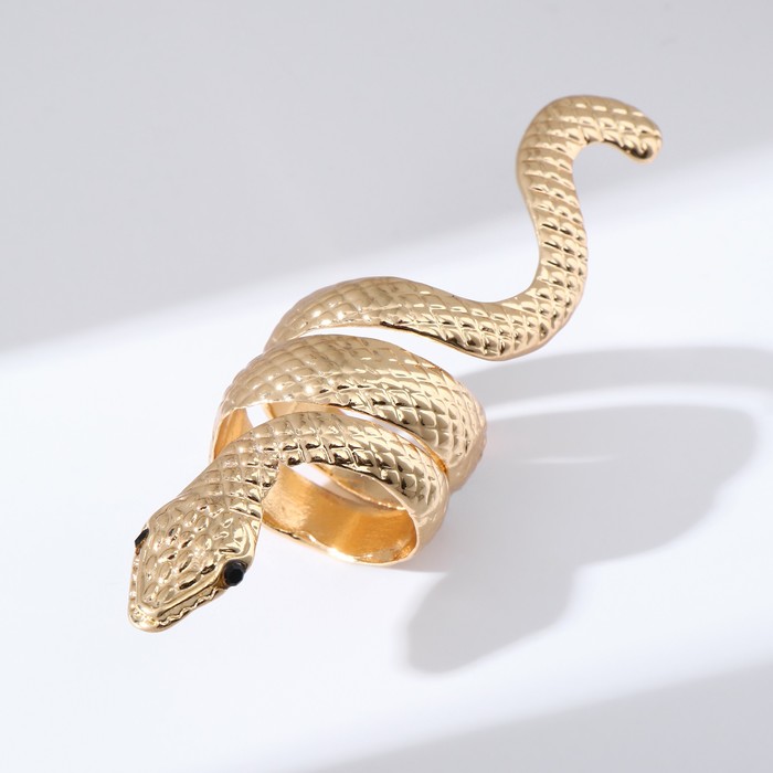 Кольцо «Змея» ребристая, цвет золото, безразмерное - Фото 1