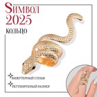 Новый год! Символ года 2025! Кольцо «Змея» ребристая, цвет золото, безразмерное 7790002 - фото 4129634