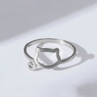 Кольцо «Кошечка» грани, цвет серебро, безразмерное - фото 31507168
