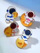 Набор значков «Космонавты на Луне», набор 4 шт., цветной в золоте - Фото 5