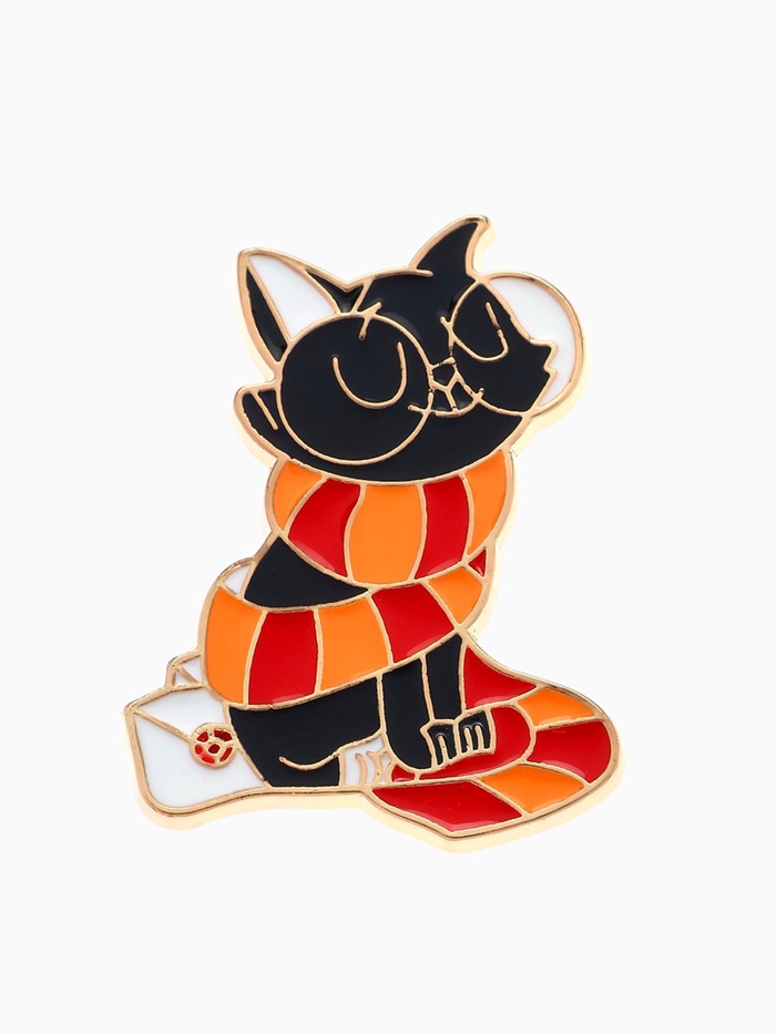 Значок «Кот» гриффиндорец, цветной в золоте - Фото 1