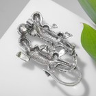 Брошь «Ящерки две» со стразинкой, цвет серый в чернёном серебре - Фото 3