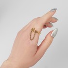 Кольцо «Бусинки» с цепочкой, цвет чернёное золото, безразмерное - Фото 2