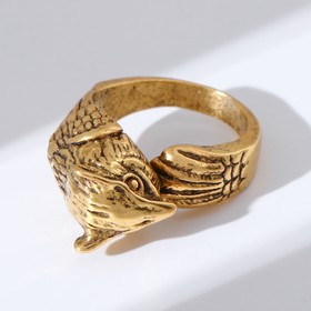 Кольцо "Перстень" орёл, цвет чернёное золото, безразмерное